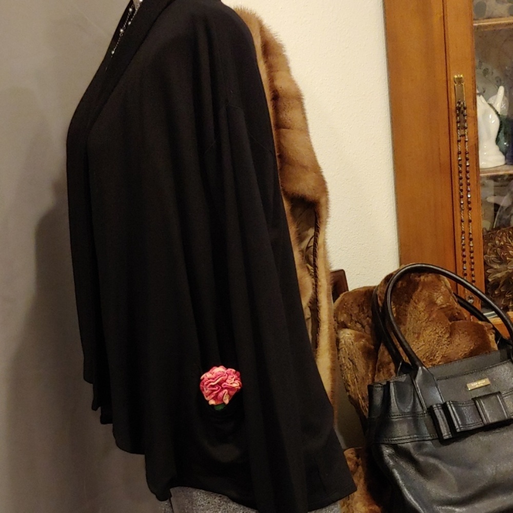 Kensie Pieces, Drape Black Sweater - Picture 2 of 4